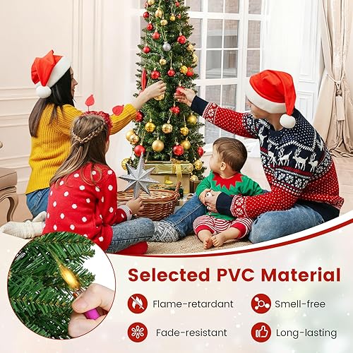 Miniatura 112 de Goplus - Árbol de Navidad artificial cónico de 6 pies, 340 puntas de rama, agujas de cloruro de polivinilo premium, delgado con soporte de metal