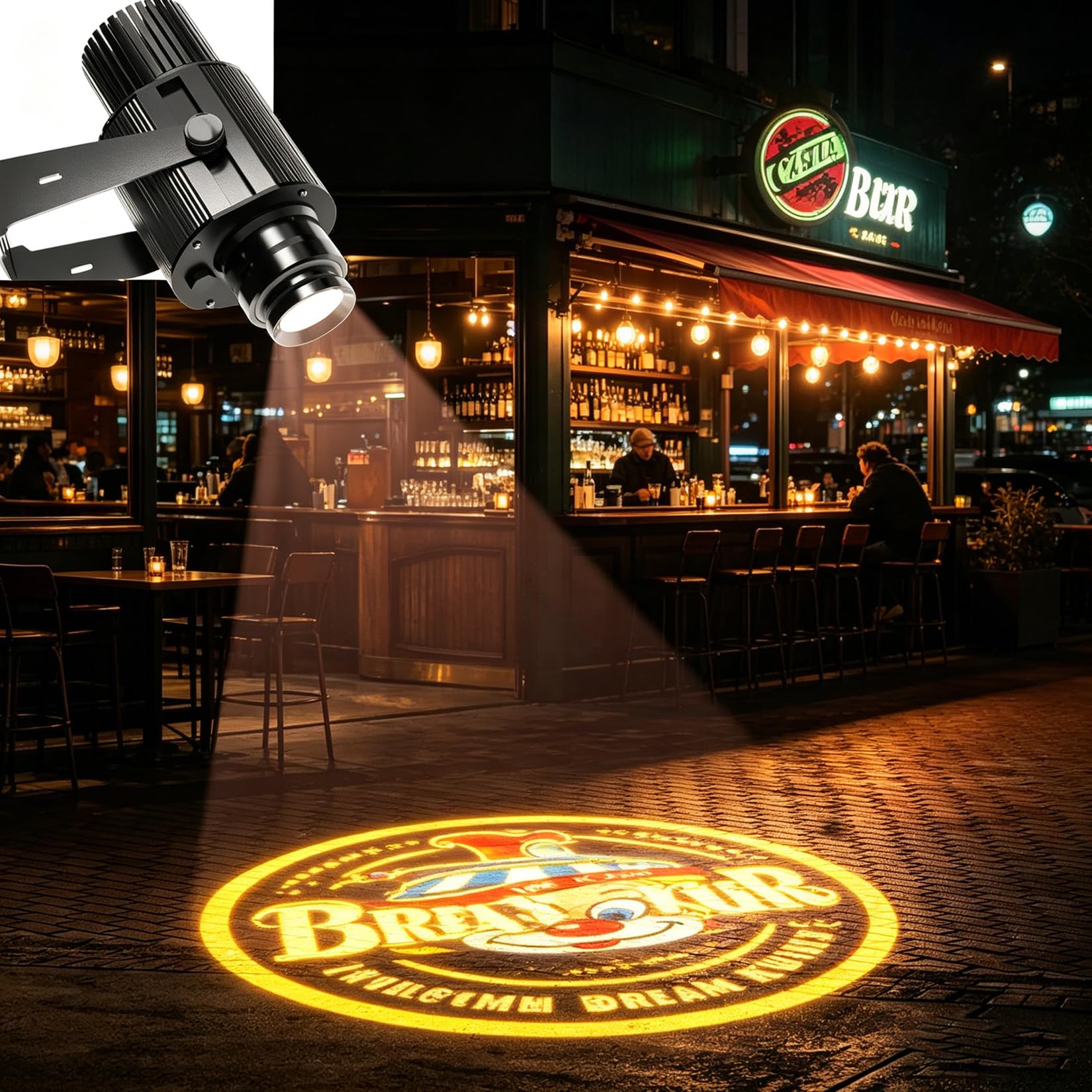 GOBO Projecteur de logo personnalisé gratuit IP67 étanche lumière LED pour entreprise, hôtel, magasin, publicité et scène de mariage intérieur extérieur 35 W, avec télécommande