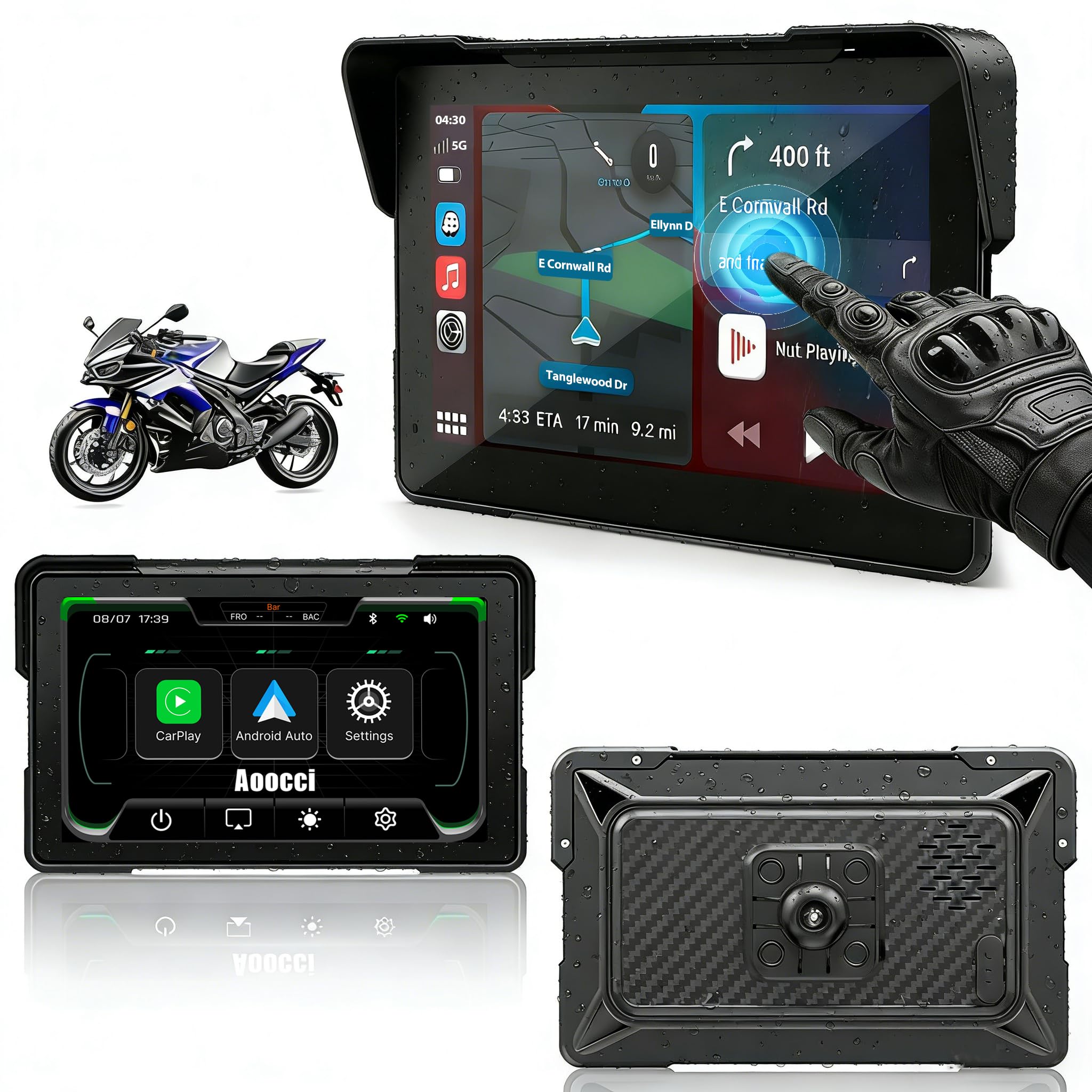 Amazon.com: Aoocci C7 Motorcycle Carplay, GPS Navigation System