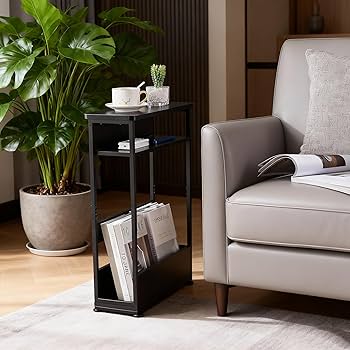 Amazon｜ZEXVIDA スリムサイドテーブル 純木 幅40×奥行18×高さ