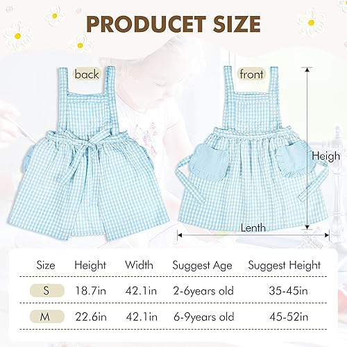 Miniatura 3 de MT WORLD Girls Apron Personalized Linen Toddler Aprons for Cooking Toddler Girls Cross Back Apron Pinafore for Baking