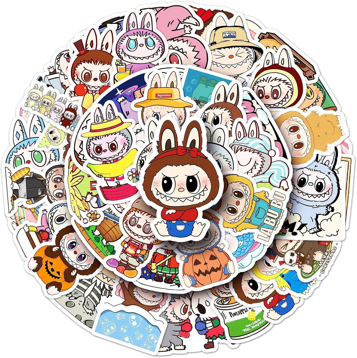 55pcs Cartoon labubu Stickers for Kids,JXJMYU Cool Terror Labubu Waterproof Vinyl Decal for Teen Adult Girl Laptop Skateboard Phone Water Bottles Guitar Travel Case Bike (Labubu) Thumbnail