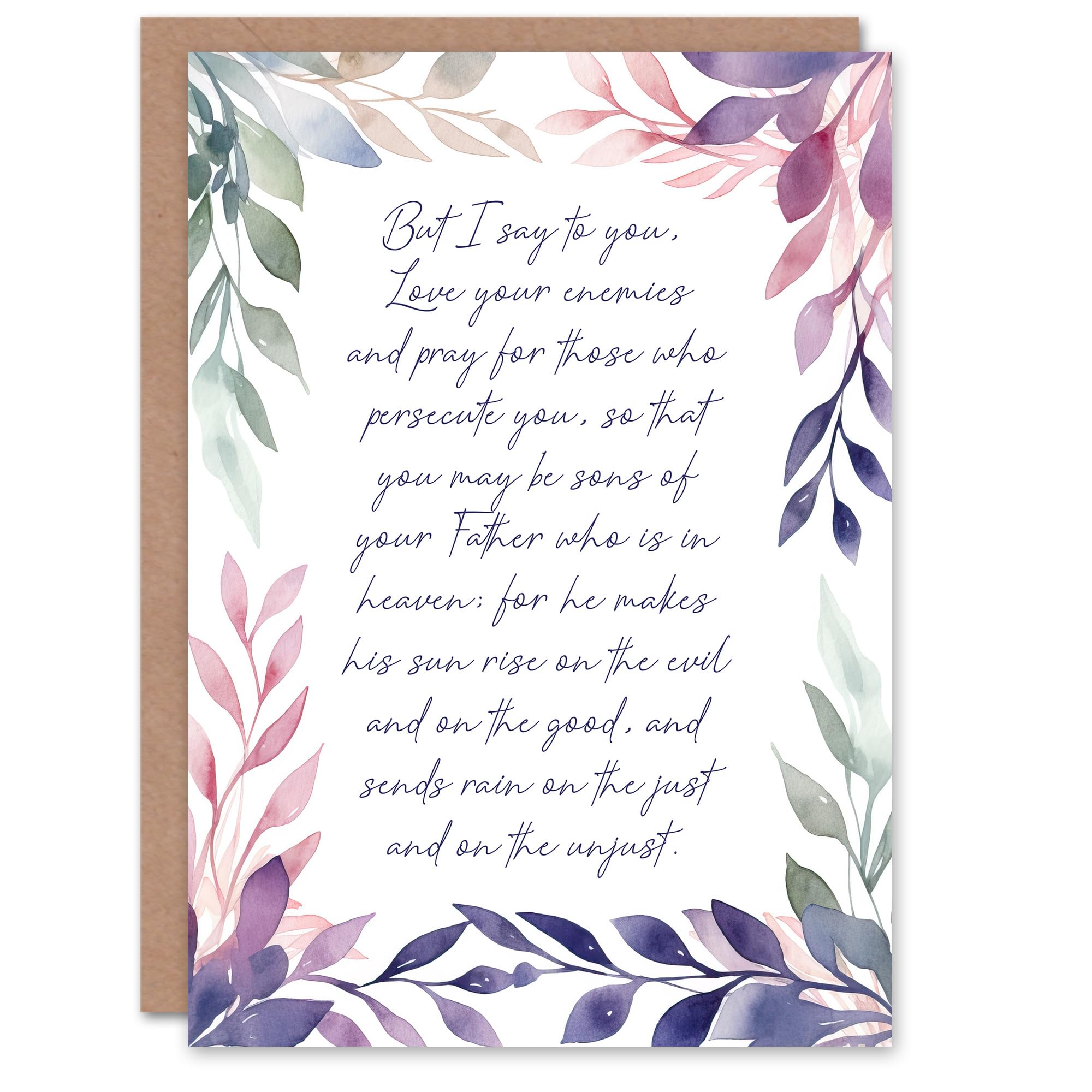 Artery8 Christian Birthday Card Love Your Enemies Sermon on the Mount Violet Floral Blank Card For Him Or Her