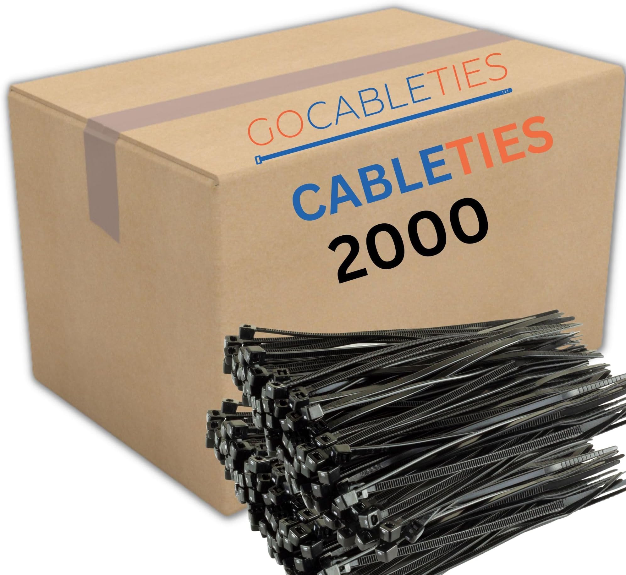 GocabletiesSmall Black Cable Ties, 150mm x 3.6mm, Bulk Pack of 2000, 6” Premium Nylon Zip Ties, Plastic Tie Wraps, Secure Self-Locking Mechanism, for Home, Garden, Office and DIY