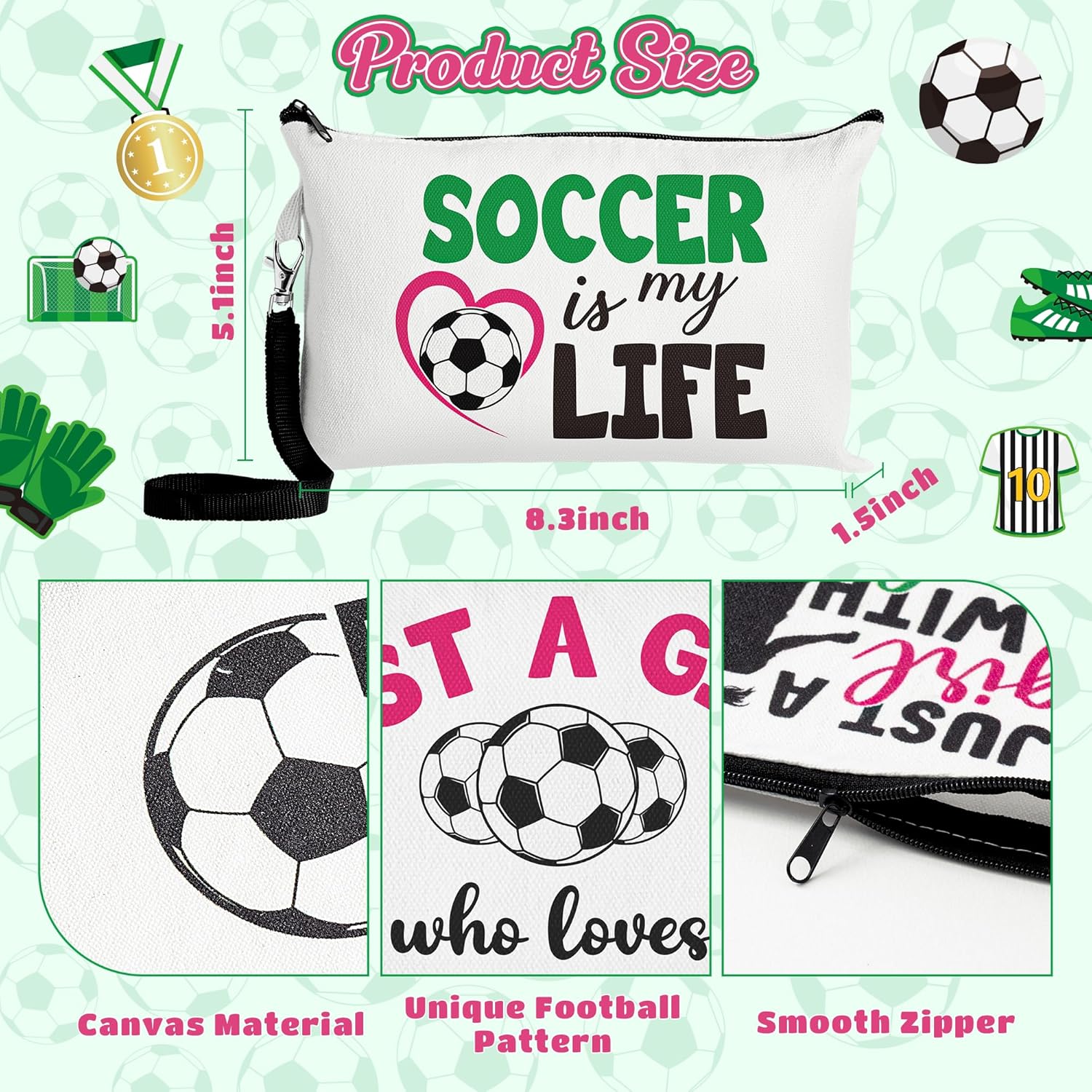 R HORSE 9Pcs Sport Makeup Bag Gifts for Women Girls, Ladies Sport Cosmetic Bags Sport Accessories Canvas Toiletry Bag Makeup Pouch Organizer Women Player Gift for Mother’s Day Birthday - Image 2