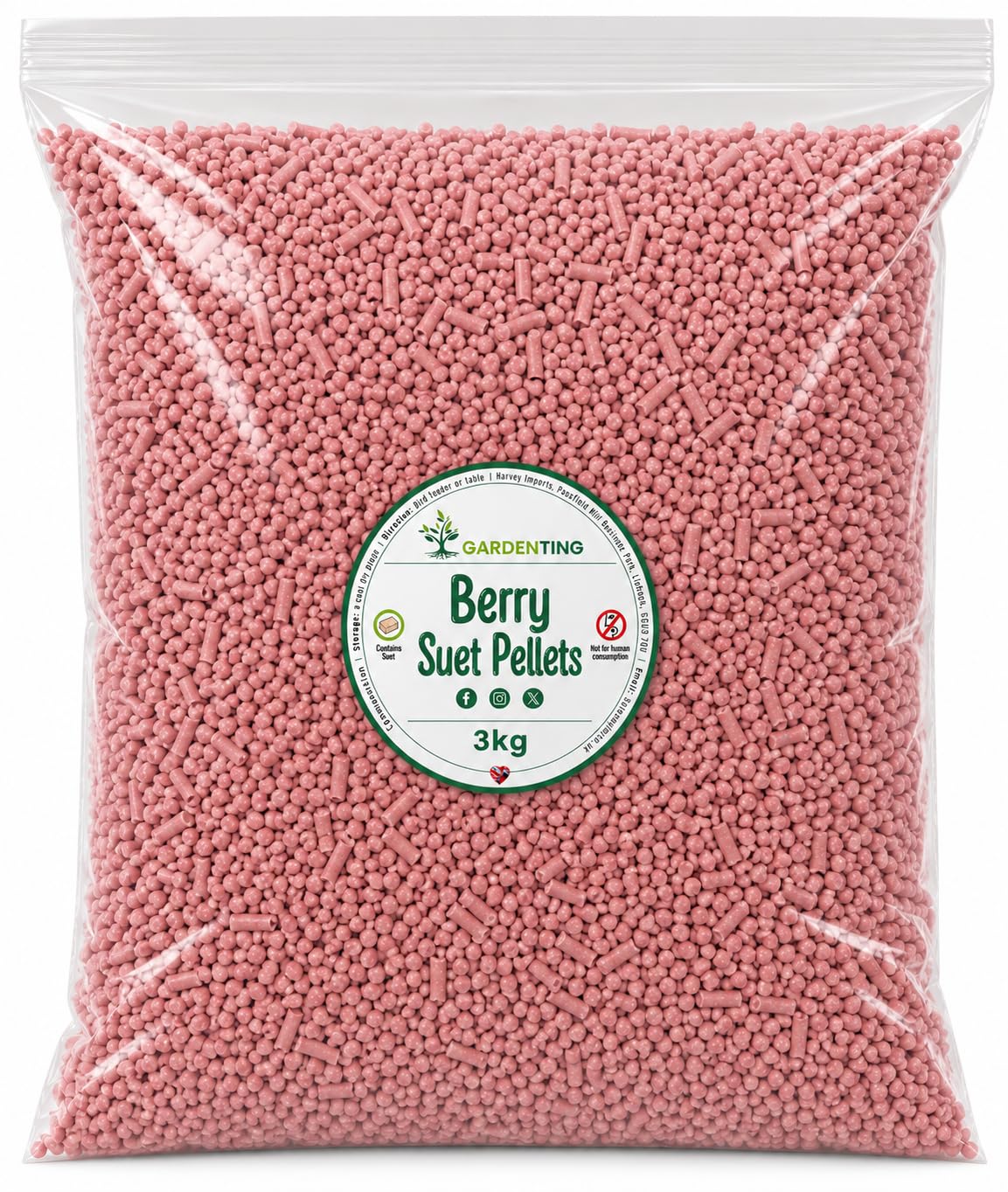 Garden Ting Berry Suet Pellets Wild Bird Food, 3kg