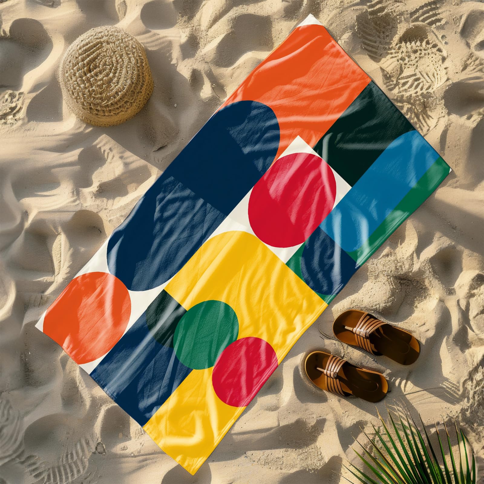 Generico Telo Mare Grande Rosso Giallo Blu | Microfibra Telo Mare Antisabbia Leggero Compatto Asciugatura Rapida Assorbente Per Piscina Bagno Lavabile Fino