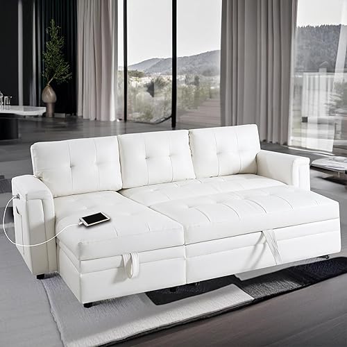 Miniatura 4 de Naomi Home Lily Sofá cama modular con puertos USB, sofá en forma de L, cama extraíble convertible, amplio almacenamiento, diseño atemporal,