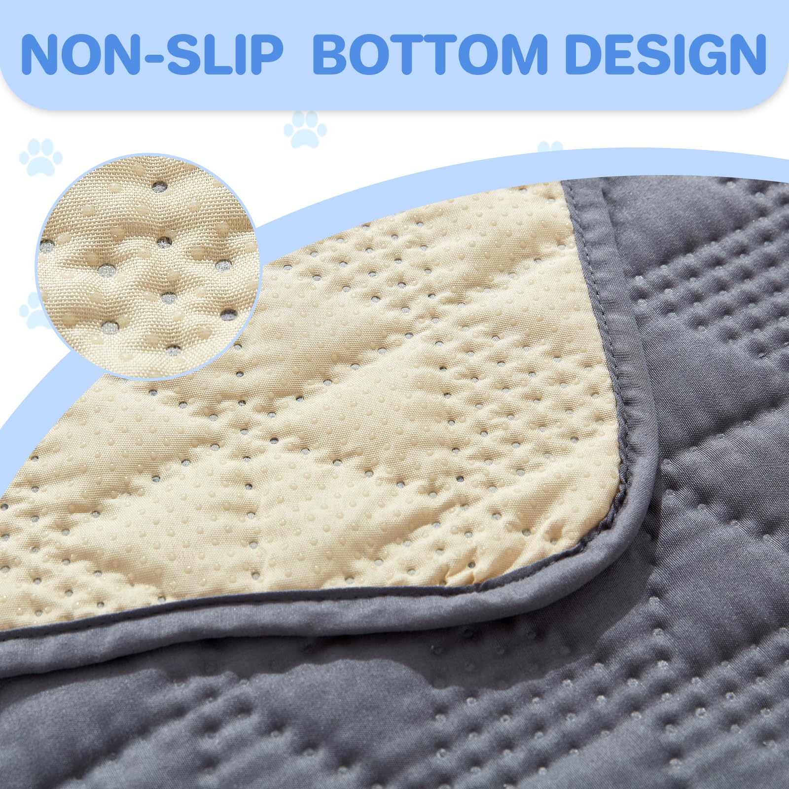 Taiyang Copridivano per Cani impermeabile, Coperta impermeabile per cani, protezione per mobili per bambini, bambini, cane, gatto, Con fondo in gomma antiscivolo (Grigio, 76-180 cm)
