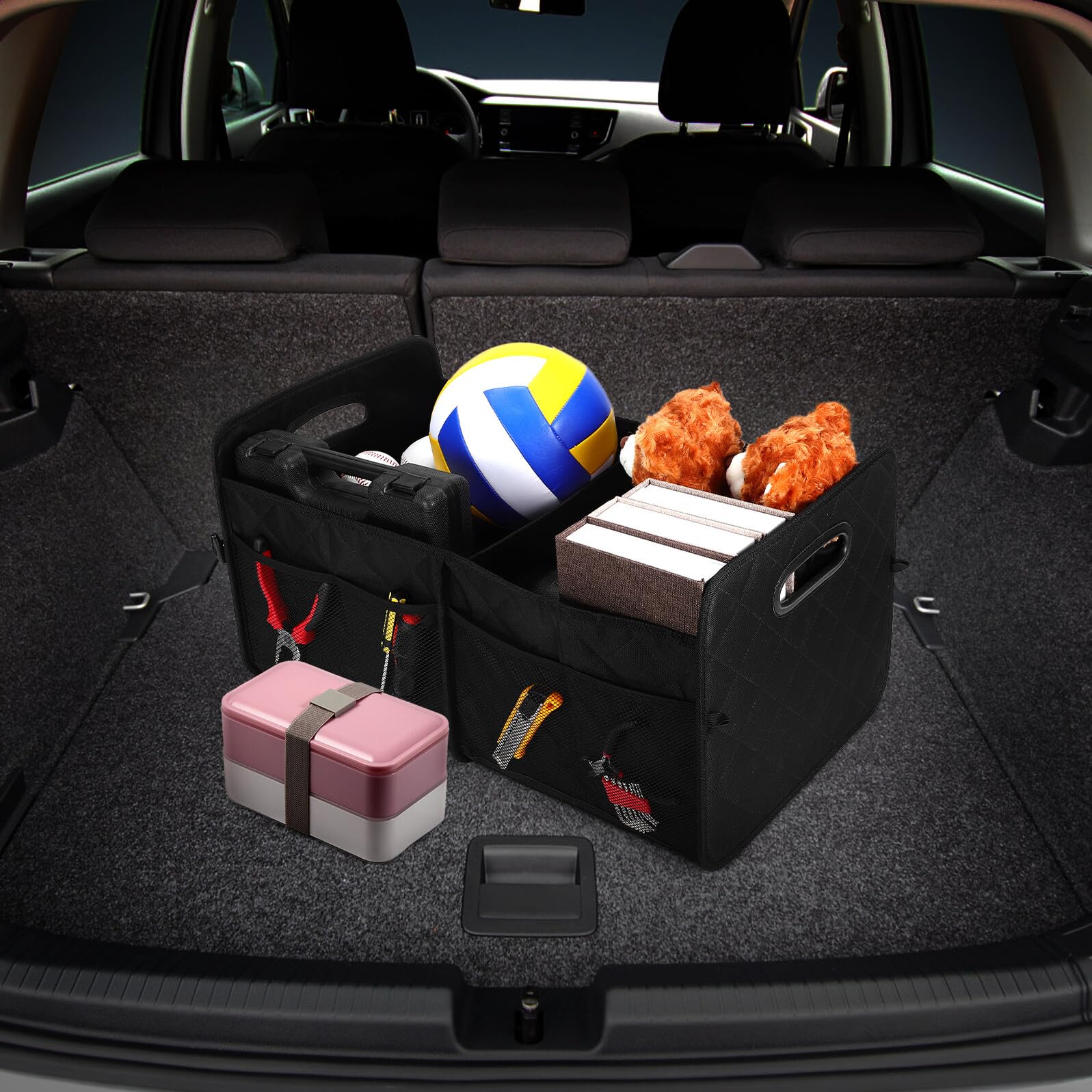 SOIMISS Auto Kofferraum Organizer Kasten Schwarz, Oxford Stoff, Faltbar