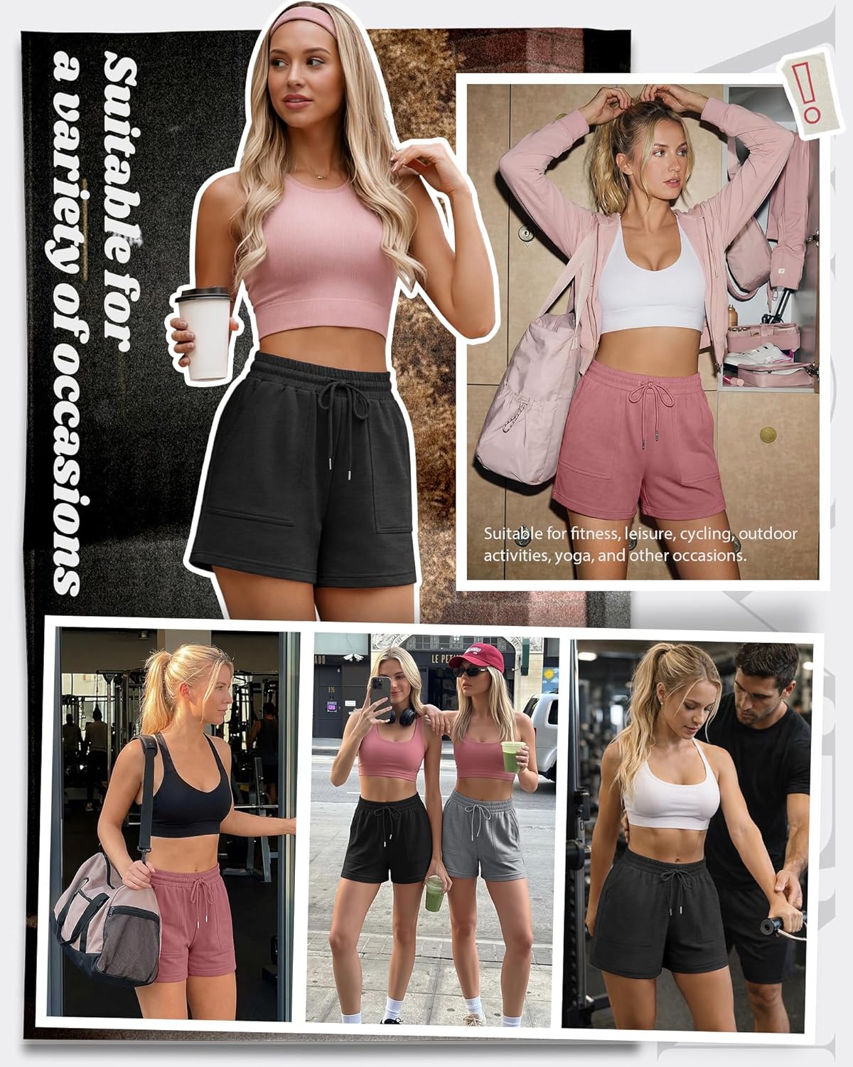 Neer 4 Pack Womens Sweat Shorts Cotton Casual Lounge Drawstring High Waist Summer Loose Elastic Athletic Shorts with Pocket - Image 2