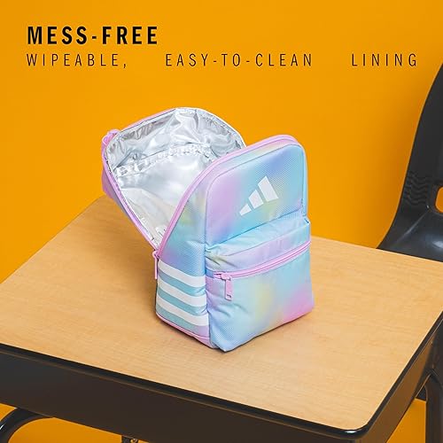 Miniatura 7 de adidas Santiago - Lonchera enfriadora para mujeres y hombres, caja aislada para alimentos con bolsillo de malla, color negroblanco, talla única