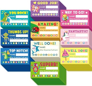 Gooji Behavior Punch Cards for Kids Classroom, 2x3.5 School Homeschool, or Smart Behavior Chart Reward System for Teacher Student, Fun Loyalty, Motivation Incentive, 200 Pack
