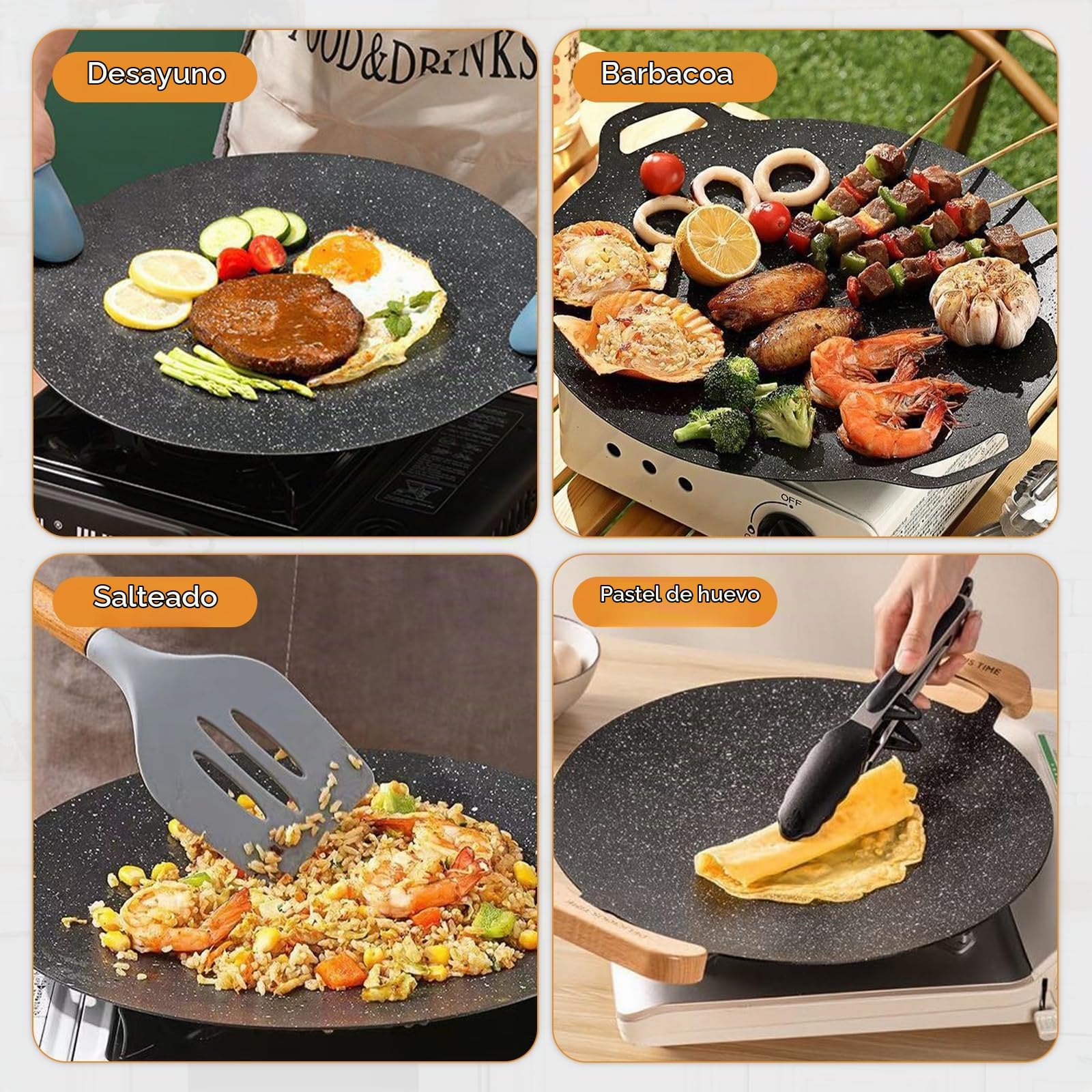 Sartén coreana para barbacoa, parrilla redonda de 32 cm, sartén redonda antiadherente, compatible con parrilla interior o exterior