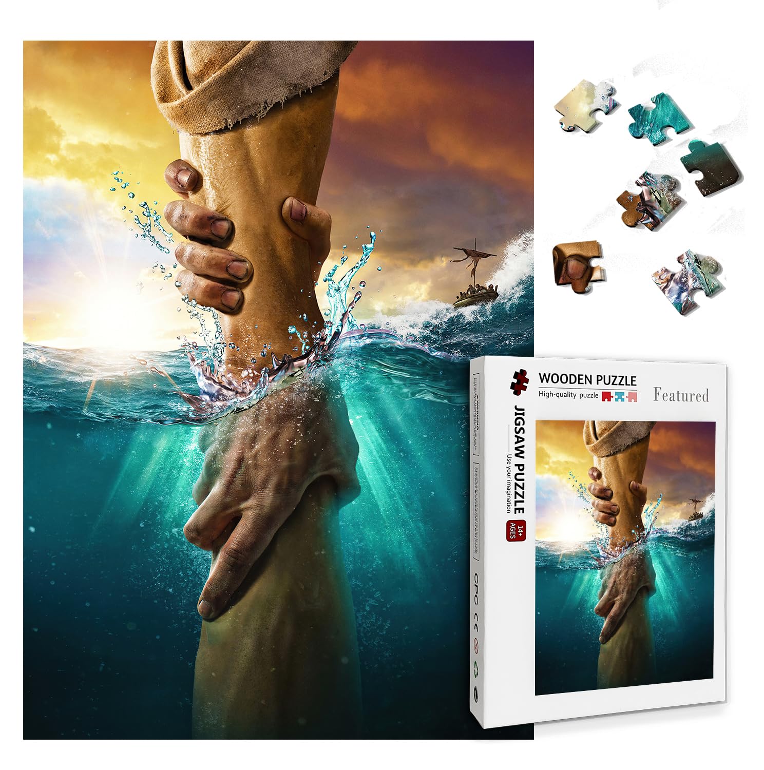 Christian Puzzles for Adults Wooden Jigsaw Puzzles 500 Pieces Hand of God Jesus Religious Puzzles Christian Gifts Puzzle Religious Wall Decor