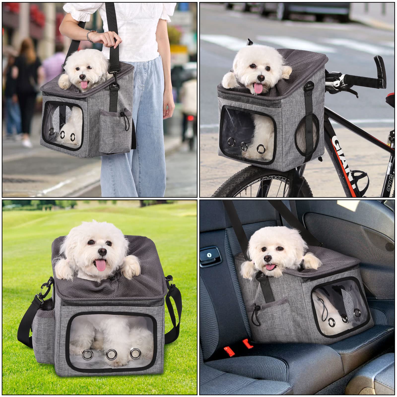 Ownpets Cane Bicicletta Cestino Bag Pet Bag Seggiolino Auto Cane con Corda di Sicurezza Tracolla Regolabile Portatile Traspirante Cestino Della Bicicletta per Cani