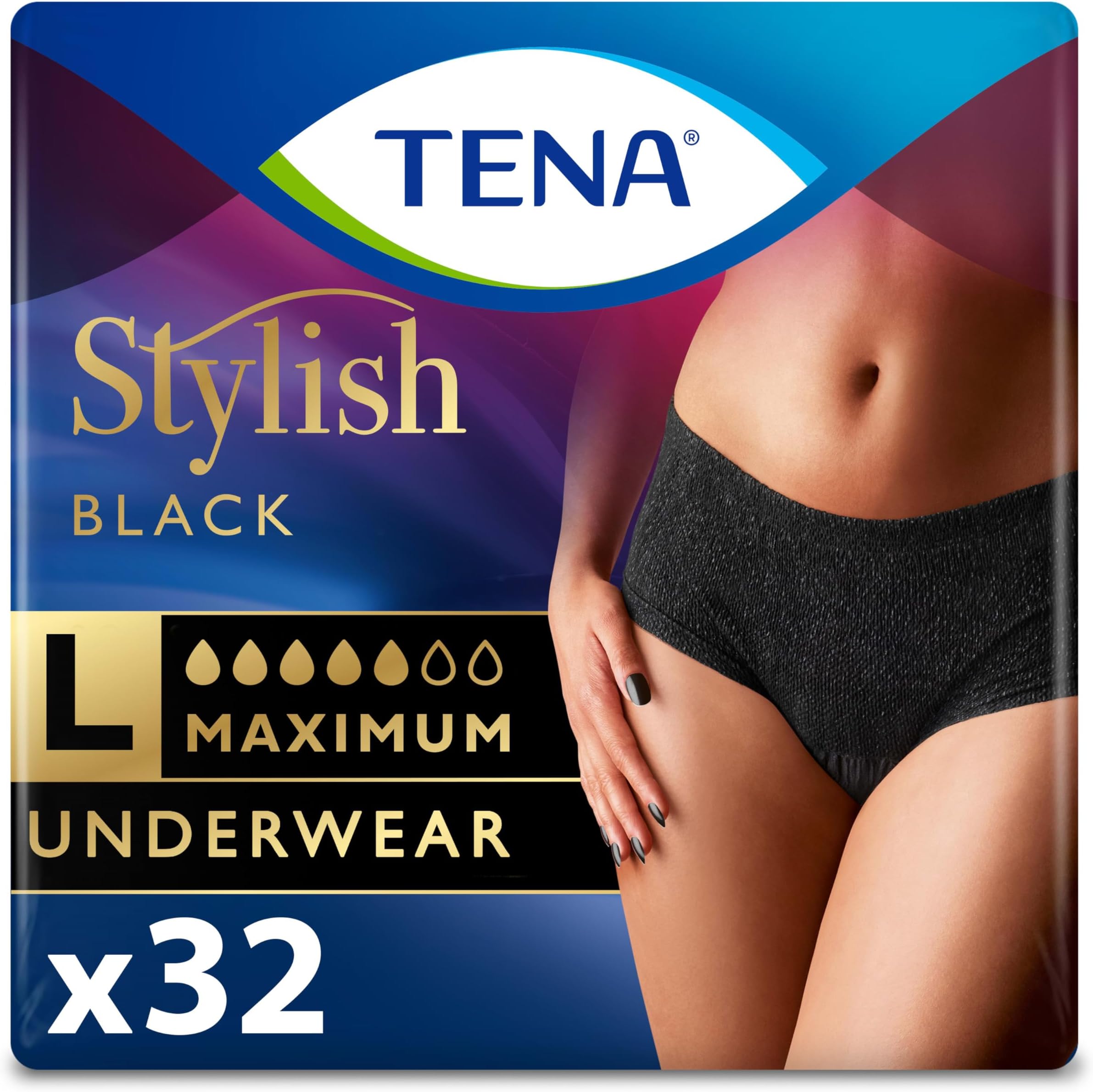 TENA Stylish Black Underwear L
