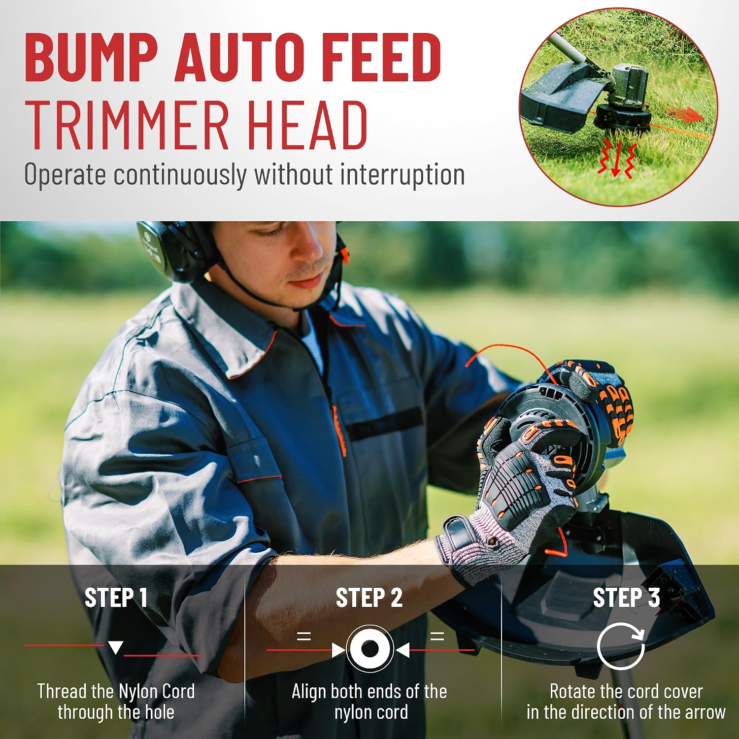 DCK 58V 17" String Trimmer Cordless, AI Adaptive Speed, Brushless Weed Eater & Edger with Dual-line Auto Feed, 6000RPM, 4.0Ah Battery, Dual Safety Switch, Electric Weed Wacker with Shoulder Strap