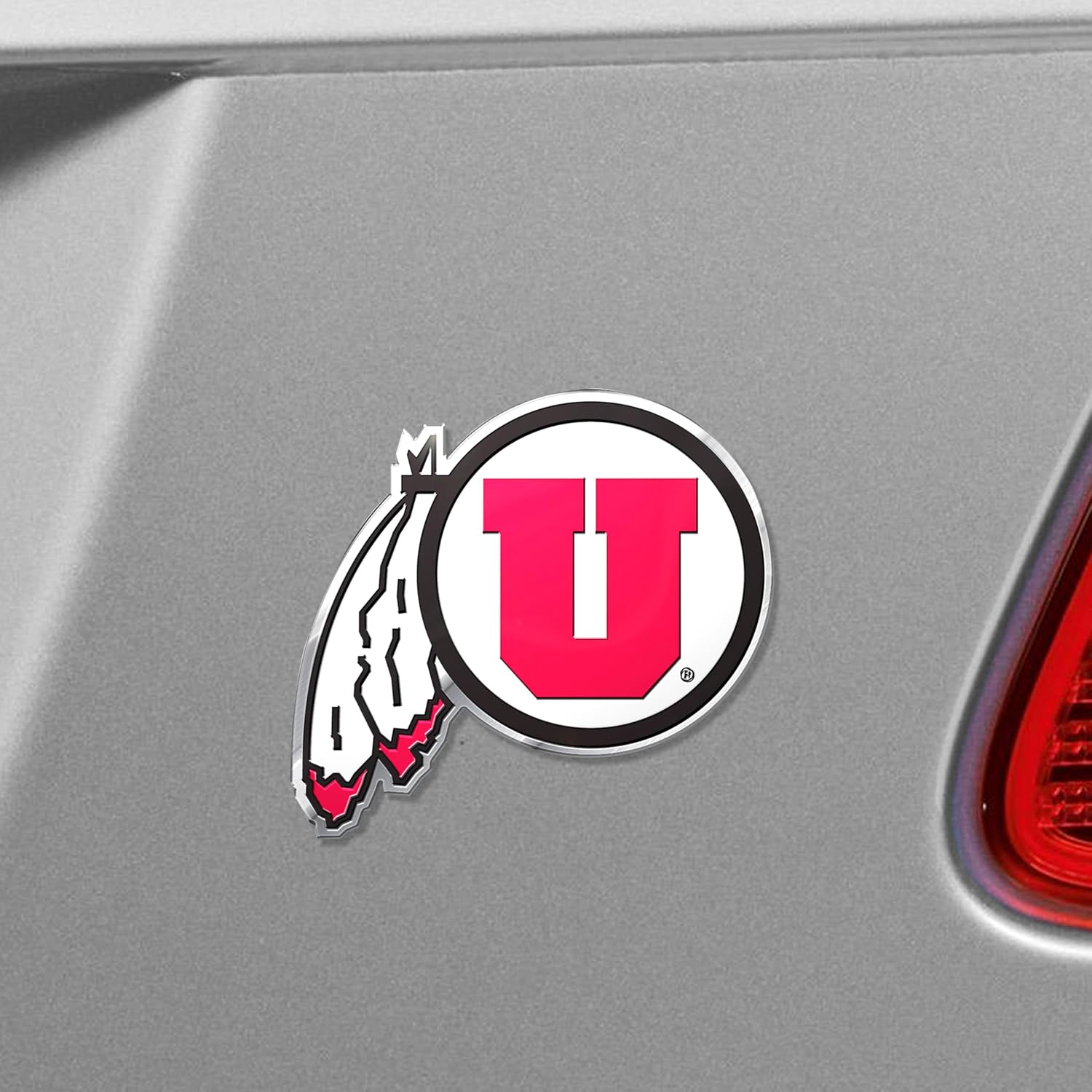 FANMATS 60567 Utah Utes Heavy Duty Aluminum Embossed Color Emblem, Auto Emblem Decal