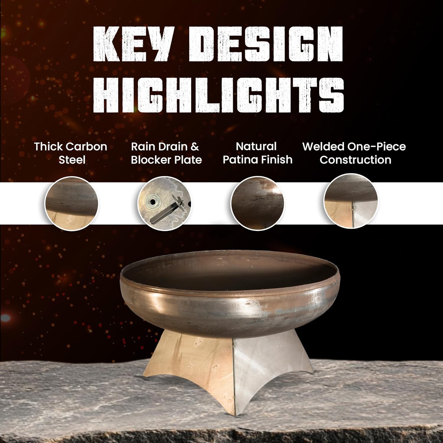 Liberty Fire Pit – Ohio Flame Wood Burning Outdoor Fire Pit - 30" Diameter with Standard Base (Made in USA)