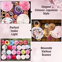Vista 7 de Shinylin Paraguas de papel aceitado chino hecho a mano, 12 unidades, de seda de bambú, paraguas chino japonés de 32 pulgadas, 12 pulgadas, flores