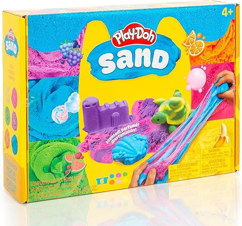 Miniatura 9 de Play-Doh Arena, paquete de 6, arena perfumada de juego en latas resellables, relleno de contenedores sensoriales, juguetes de viaje, rellenos