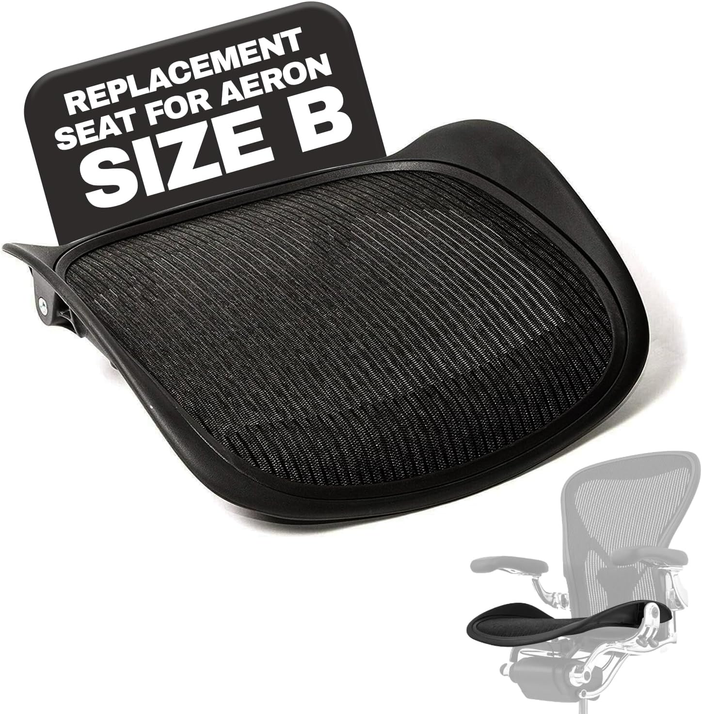 Replacement Seat for Herman Miller Classic Aeron Size B Medium (Black Mesh)