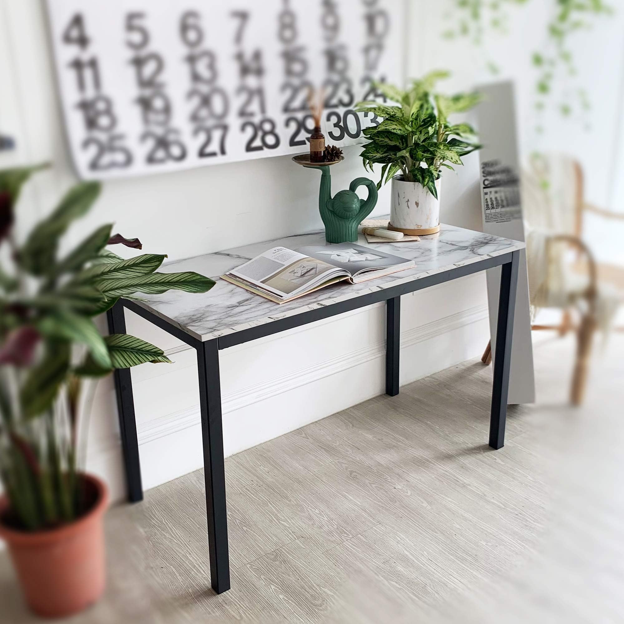 AWEHIRU Tilly Lin Faux Marble Writing Desk Computer Desk, Home Office Table, Sturdy and Elegant, 47.2" W