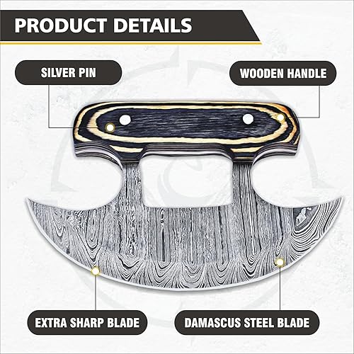 Miniatura 2 de HUNTLUX Cuchillo de chef Ulu (blanco negro)