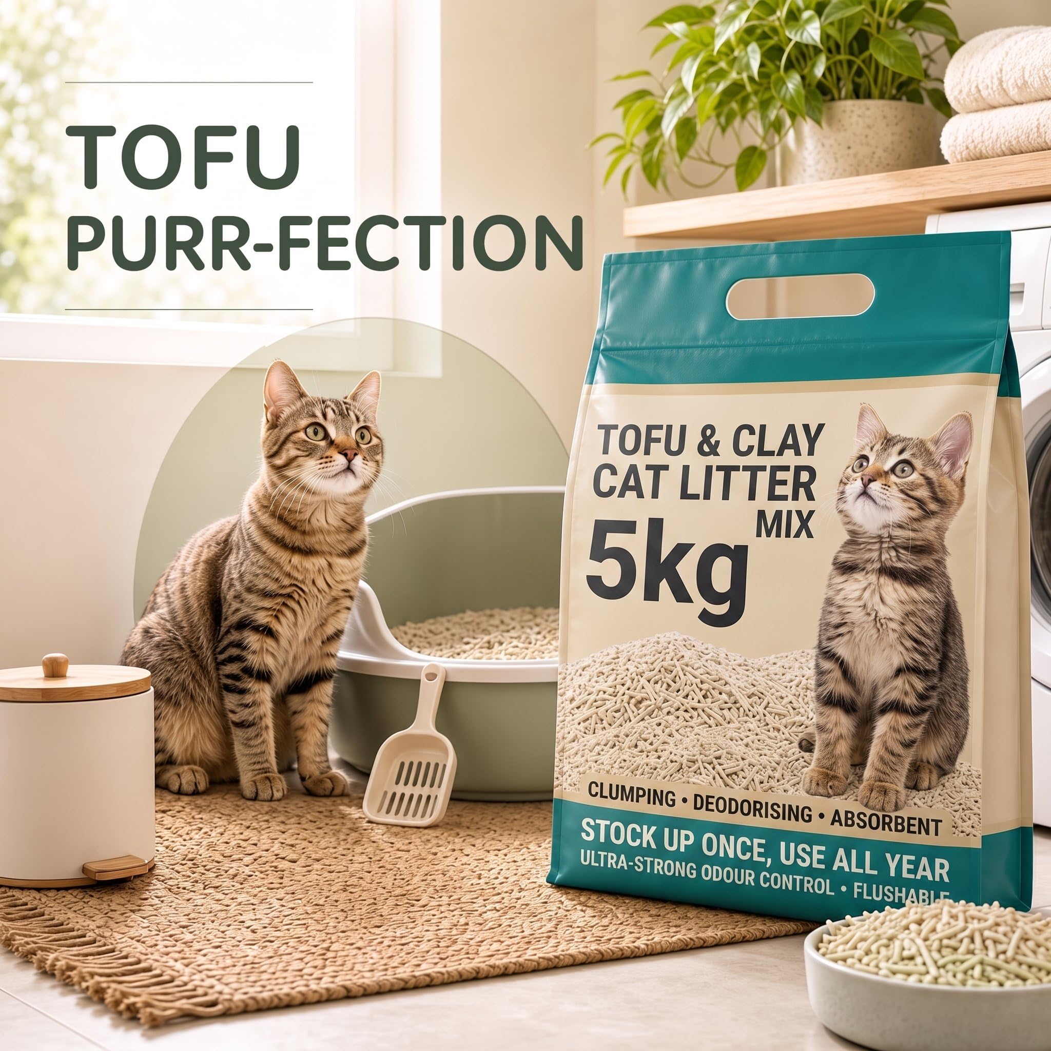 Katzenstreu Klumpstreu aus Pflanzenfasern – Staubfrei & d für hygienische Sauberkeit, Mischstreu, Originalgeschmack, 5 kg