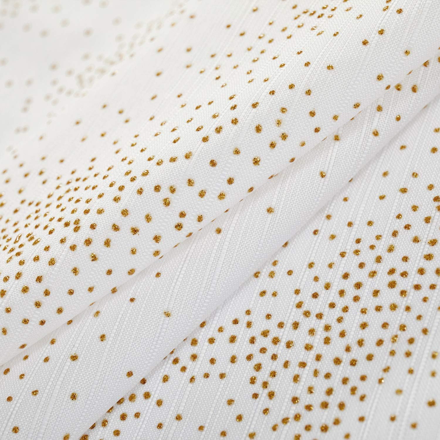 ALYVIA SPRING Gold Glitter Dotted White Fabric Shower Curtain - Bumpy Dots with Sparkle Design, Hotel Quality, Luxury, Water Repellent & Washable - White/Gold, 71x72