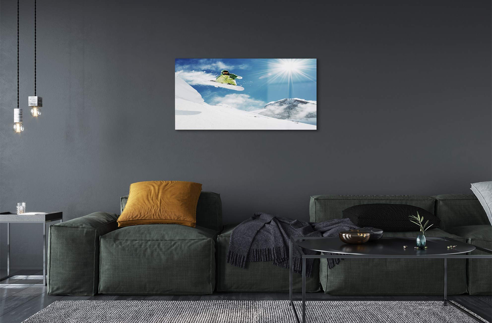 Tableau Sur Toile Tulup 70x140 Cm - Image Imprimée Skieurs - Déco Moderne