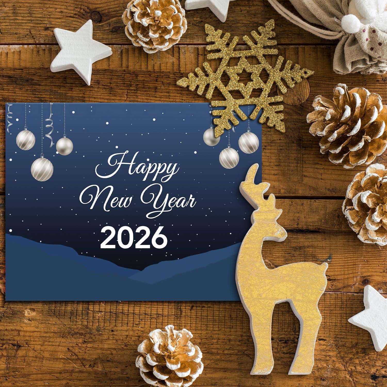2022 Happy New Year – Blue Holiday Greetings Fold Over Cards