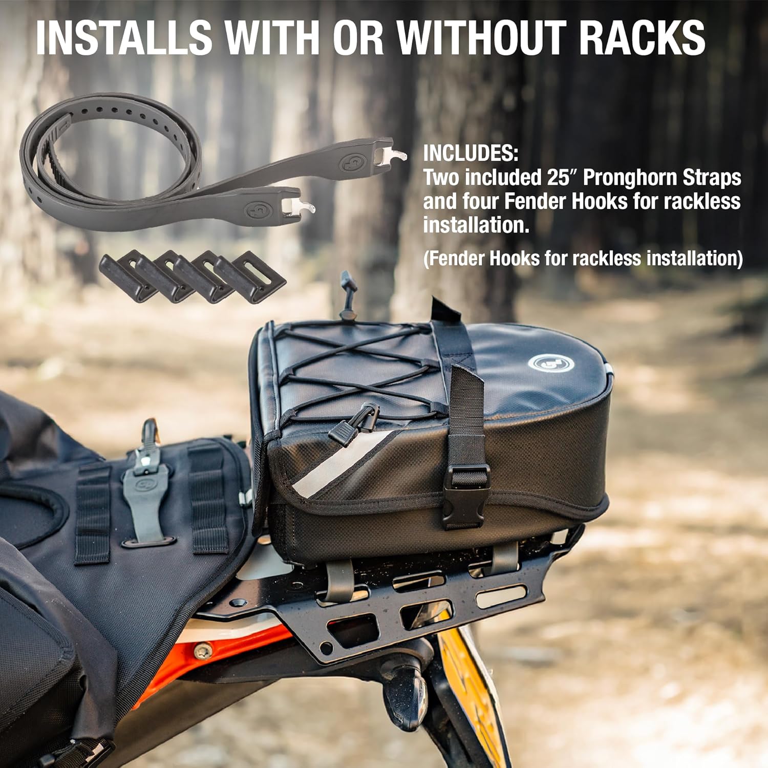 Giant Loop Klamath Tail Rack Pack, 4-liter Soft Luggage Motorcycle Bag, Secures to Any Motorcycle Tail Rack or Dirt Bike Rear Fenders (Black 2023)