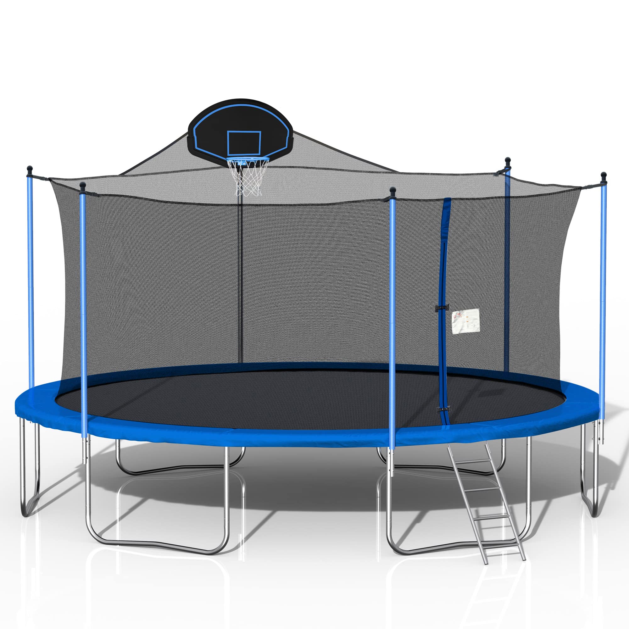 Photo 1 of ** TWO BOXES**Acosure 16FT Trampoline with Basketball Hoop,Outdoor Bounce Bed w/Ladder and Safety Enclosure Net for Kids & Adults,ASTM Approved,Double-Side Color Cover,Easy to Install,Blue & Green