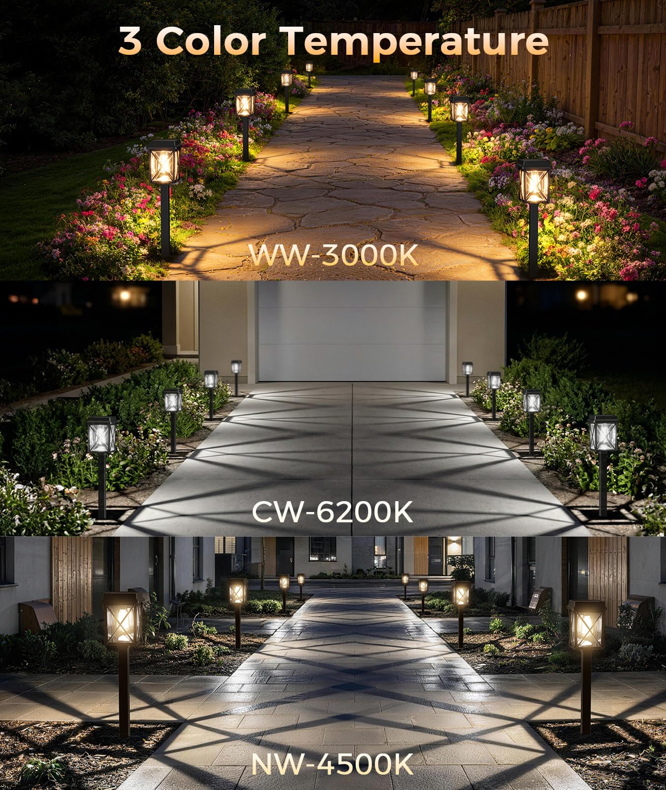 XMCOSY+ Solar Lights Outdoor, 8 Pack 50LM Bright Solar Pathway Lights, IP65 Waterproof 3-in-1 Garden Light for Yard Backyard Driveway Walkway Landscape Path (Warm/Cool White) - 4