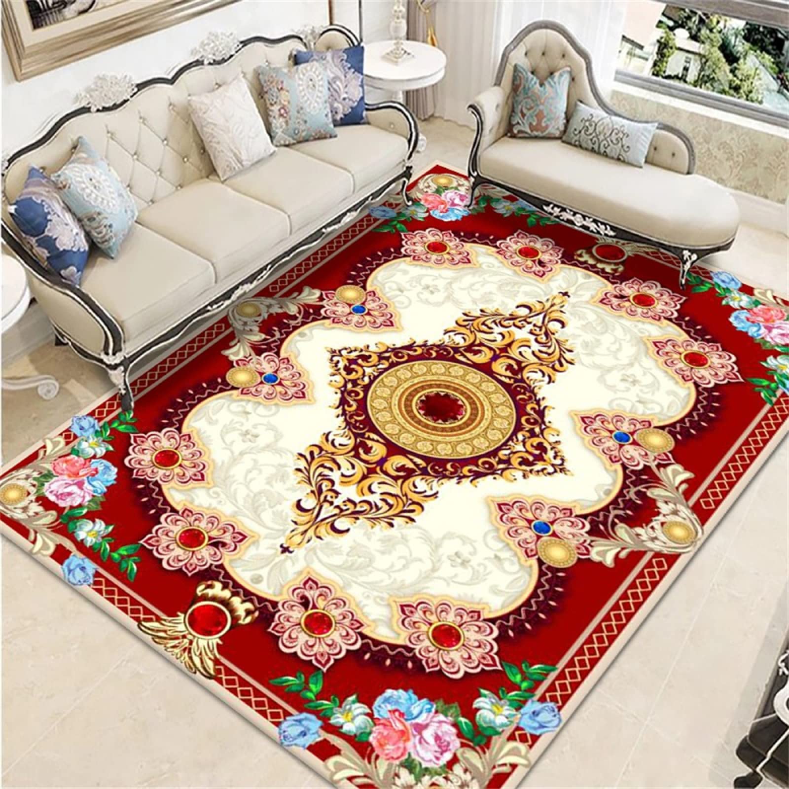 Tapis bebe carpet lavable rouge 100x200cm pour déco chambre ado fille moderne