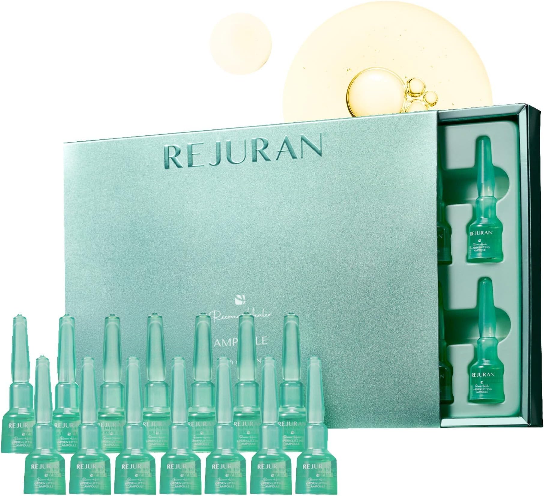 Rejuran Recovery Healer Lifting Ampoule, 0.07 (2 ml) x 14 Vials, c-PDRN, PDRN, Centella Asiatica, Firming, Soothing, Hydrating Serum, Official Product