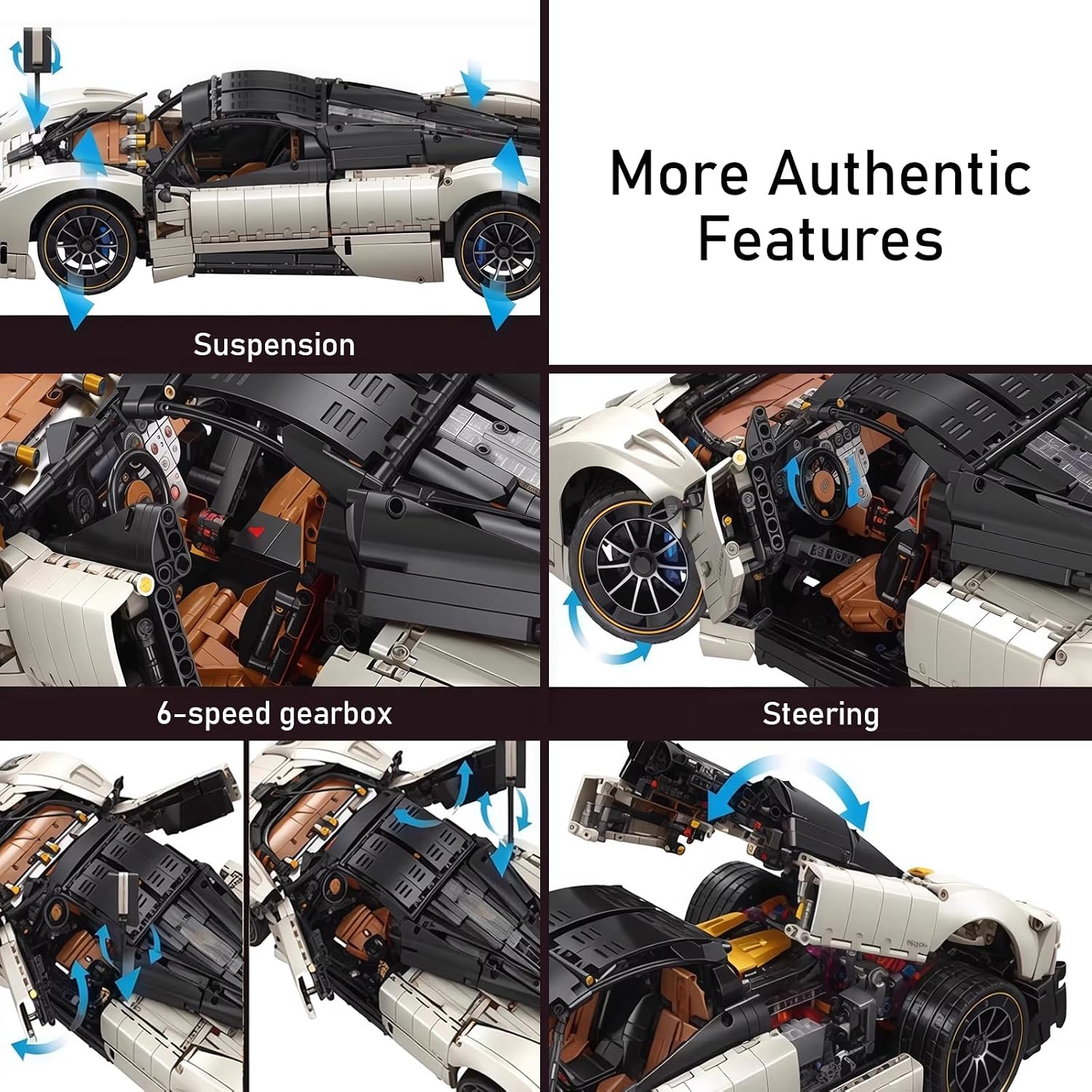 C10 Sports Car Building Set, 1:8 Scale Collectible Model Car Kits for Adults Racing Fans, Ages 18+ with Realistic Features, LED Lights, Gift for Birthdays, Room Display (4688 PCS, A-JD118)