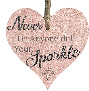 the sticker studio ltd Girl Sparkle pretty inspirational Quote Wooden Heart Plaque Sign gift keepsake