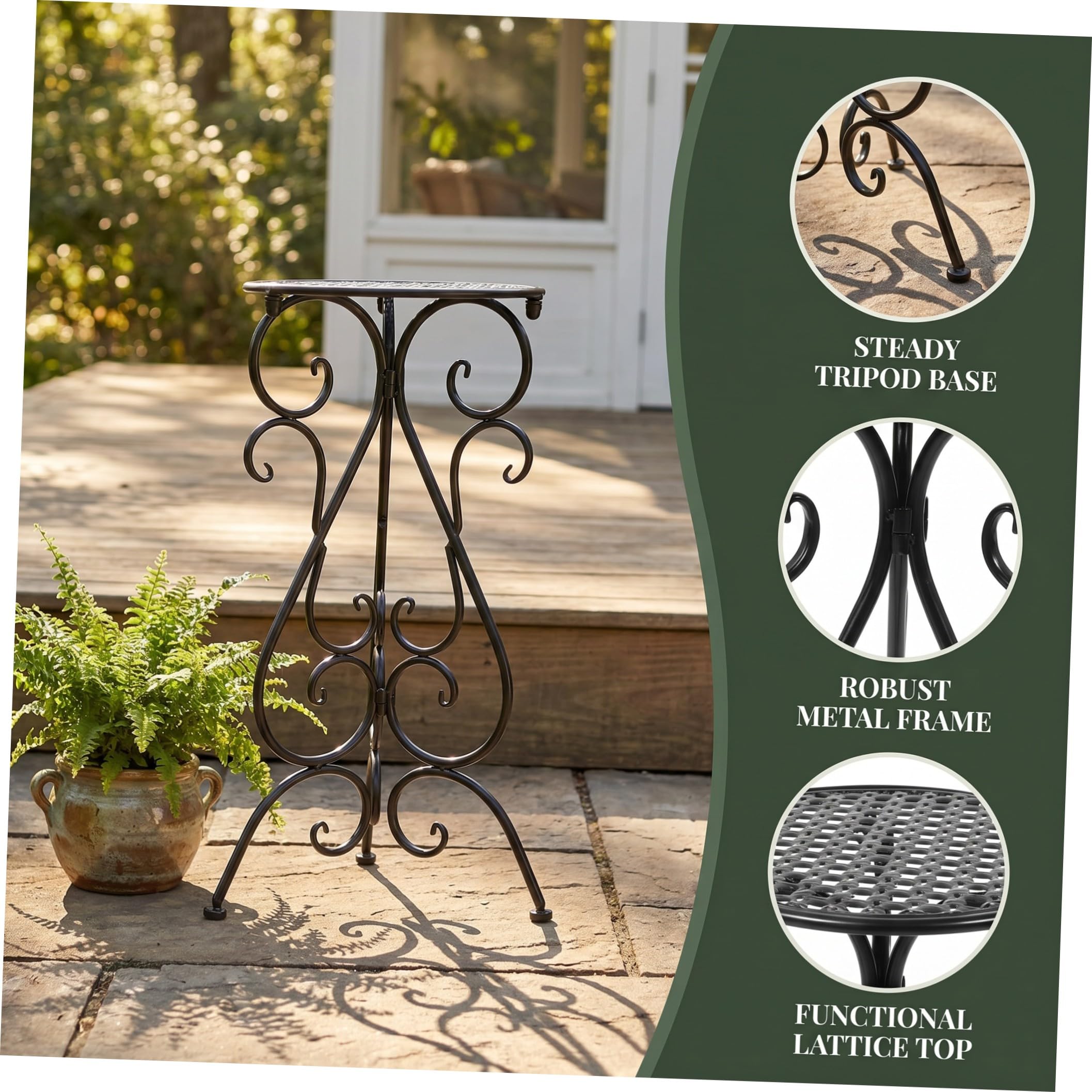 EXCEART Soporte para Baño de Aves de Hierro Negro de 22 Pulgadas Base Ancha y Diseño de Tripié Estable para Patio y Porche
