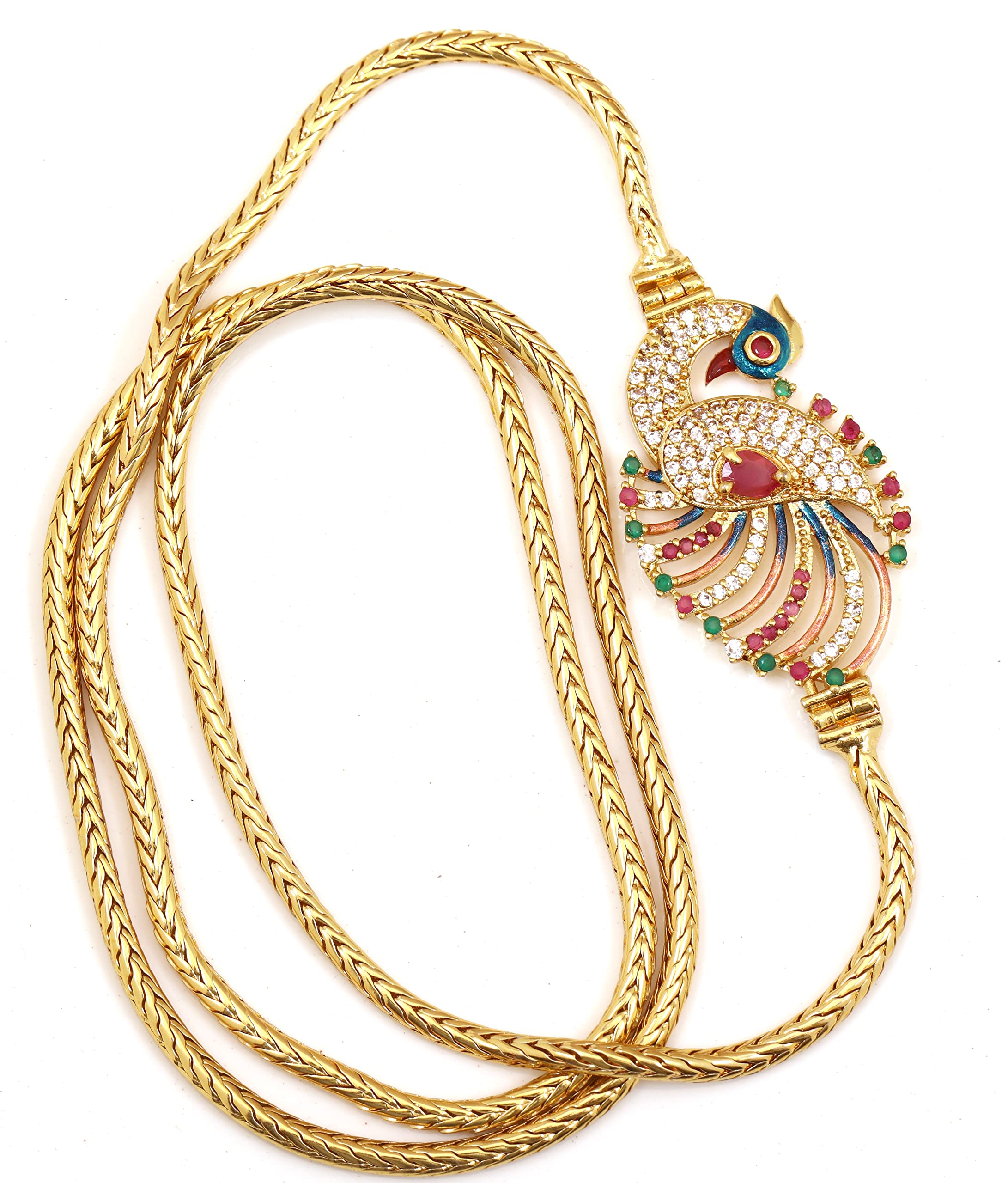 Mercury Shopie One Gram Gold Plated Cherry Peacock Mugappu Chain for Women and Girls (B09PGPMSS6) Amazon Price History, Amazon Price Tracker
