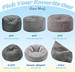 Hobestluk 3 in 1 Bean Bag Chair Giant Bean Bag Chairs for Adults with Bubble Cover Convertible Bean Bag Floor Cushion with Machine Washable Cover for Living Room (Bubble Grey)