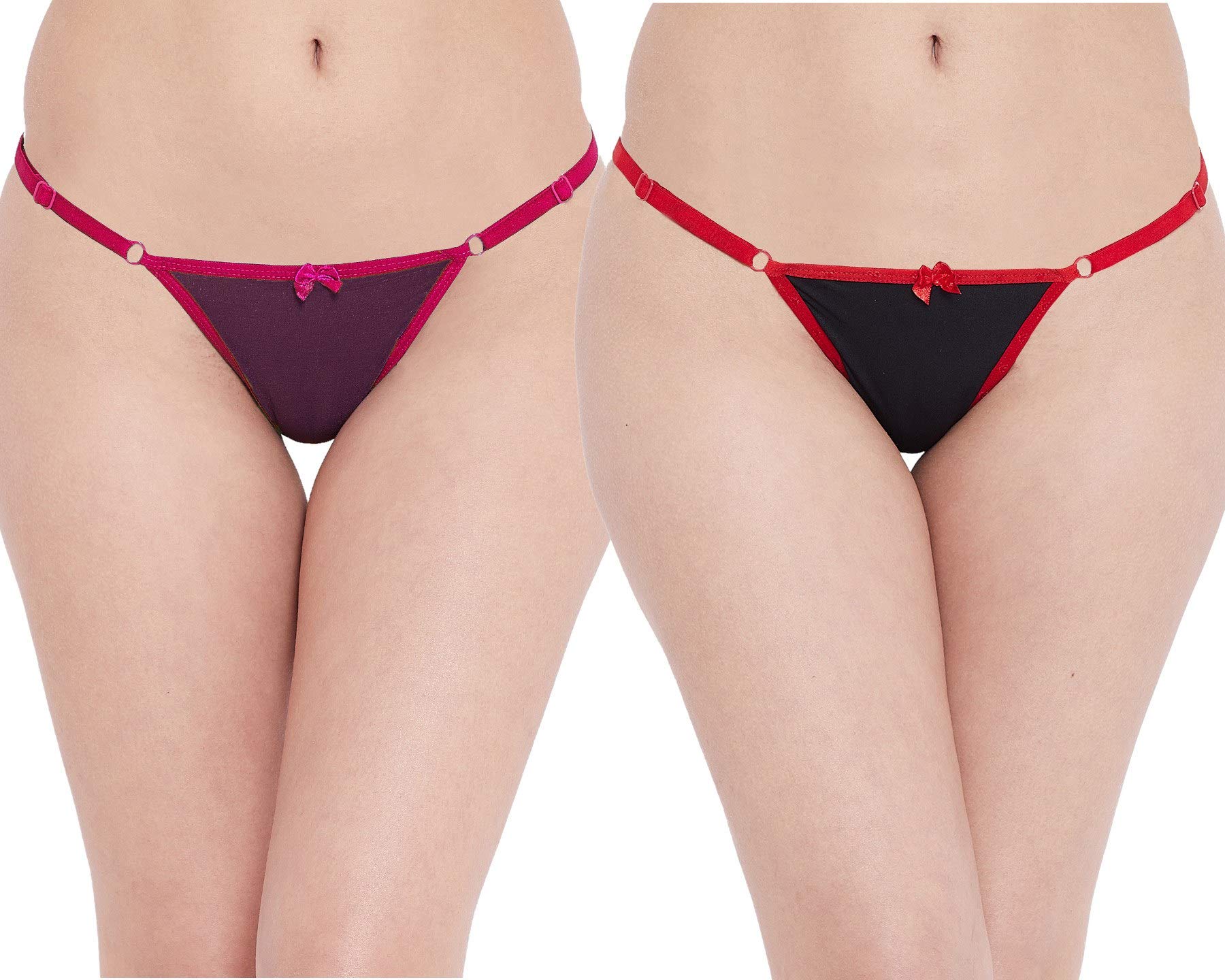 Women Color Block Adjustable Waist Thong Panty-image-43