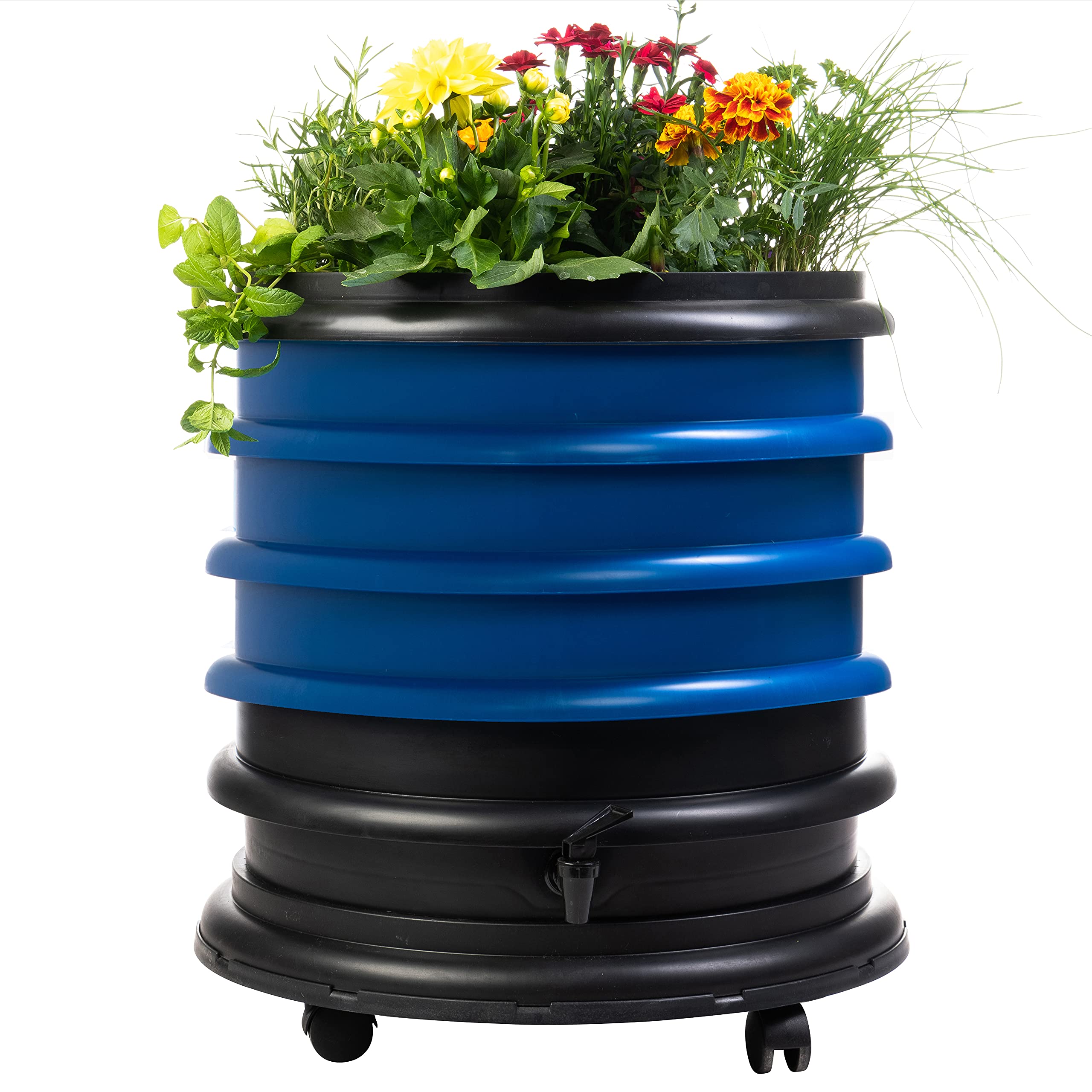 Wormbox Blue | Wormery Worm Farm Composter 3 Trays + Planter | 48 Liters | Organic Waste Compost, Make Your Worm Castings