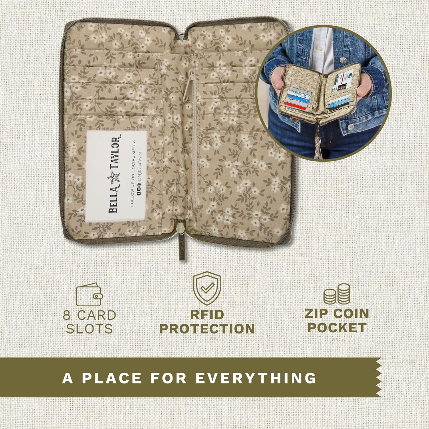 Bella Taylor Cell Phone Wristlet Wallet for Women with Smartphone Pocket and RFID Protection - Image 5