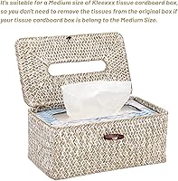 Vista 6 de Sumnacon Funda rectangular natural para caja de pañuelos de hierba marina, caja de pañuelos tejida con parte inferior, soporte para caja de pañuelos