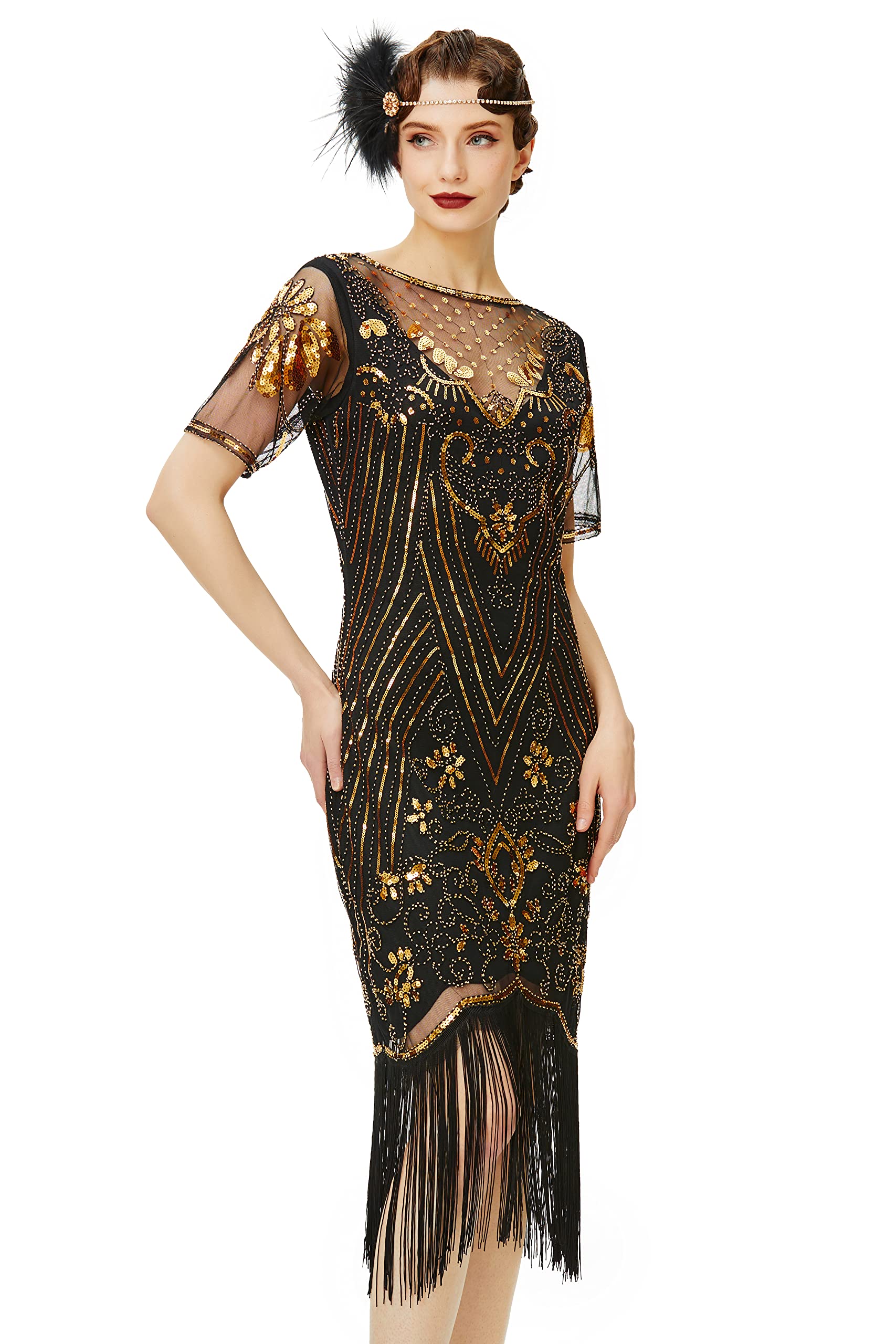 BABEYOND Vestido Años 20 Mujer Disfraz Años 20, Vestido Charleston Mujer Años 20, Disfraz el Gran Gatsby Mujer
