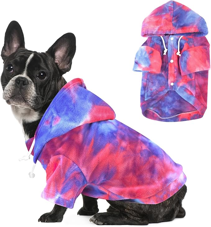 Mklhgty Tie Dye Dog Clothes Hoodie, Pet Winter Coat, Puppy