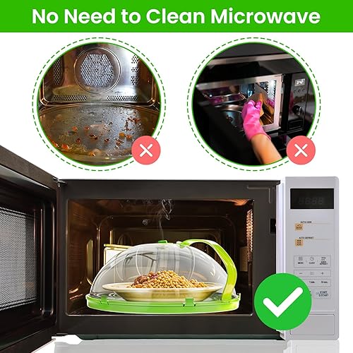 Miniatura 4 de Cubierta para salpicaduras de microondas con ventilación de vapor de 10 pulgadas, cubierta transparente para microondas con vapor de agua, cubierta